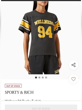 Sporty & Rich Kids Rugby Tee in Charcoal and Yellow